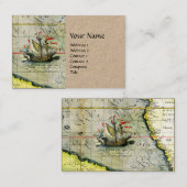 Magellans navire Victoria, Antique Carte Océan Pac (Devant / Derrière)