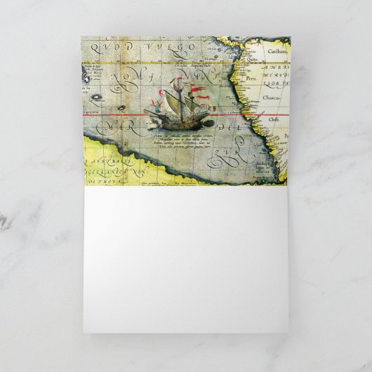 Magellans navire Victoria, Antique Carte Océan Pac (Intérieur)