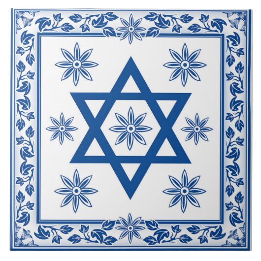 Magen David - David Star Ceramic Tile - Azulejo Tegeltje (Voorkant)