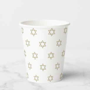 Magen David gold en wit patroon Hanukkah Papieren Bekers