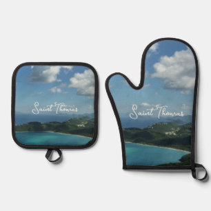 Magens Bay, St. Thomas Beauful Island Scene Ovenwant & Pannenlap Set