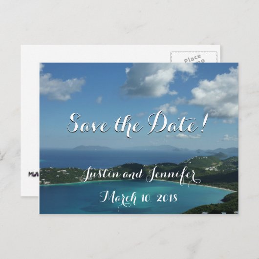Magens Bay, St. Thomas Bruiloft Bewaar de datum Aankondigingskaart (Voorkant / Achterkant)