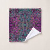 Magenta Abstrait et Motif Super Turquoise (Gant de toilette)