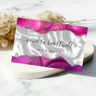 Magenta Agaat Zilver Glitter Luxe Visitekaartjes