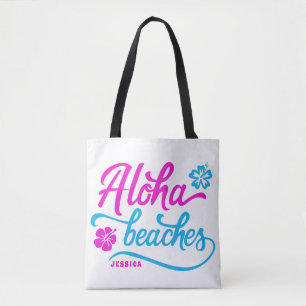 Magenta Aloha Stranden Zomer Pun gepersonaliseerd Draagtas