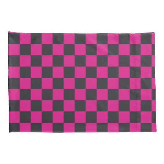 Magenta and smoke checkerboard pattern kussensloop (Achterkant-Rechts)