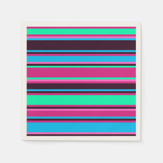 Magenta, Aqua en Blauw gestreept Papier servet
