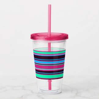 Magenta, Aqua en Blue Striped Acryl Tumbler Acryl Drinkbeker