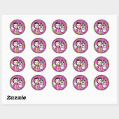 Magenta Asian Fairy and Unicorn Ronde Sticker (Vel)