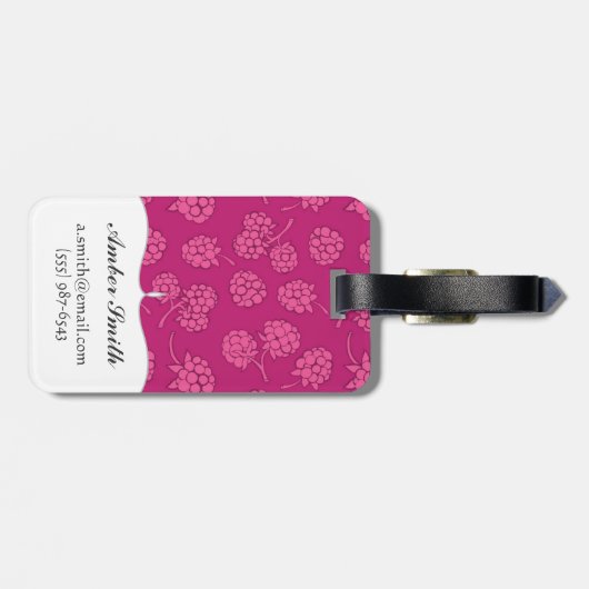 Magenta Berry Pattern Bagagelabel (Achterkant horizontaal)