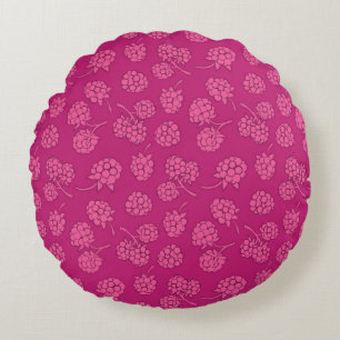 Magenta Berry Pattern Rond Kussen