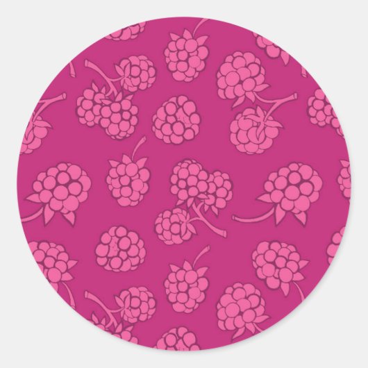 Magenta Berry Pattern Ronde Sticker (Voorkant)