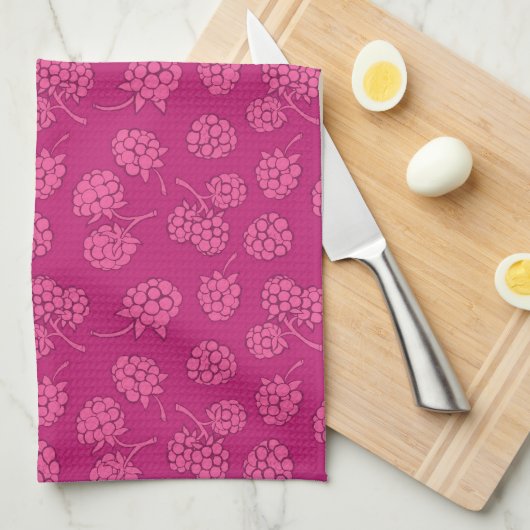 Magenta Berry Pattern Theedoek (Quarter Fold)