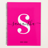 Magenta Black en White Modern Style Monogram Planner (Voorkant)