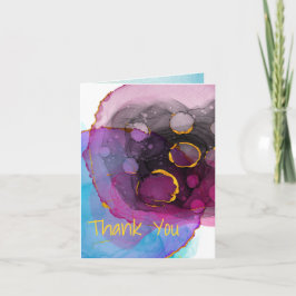 Magenta Blauw en Goud Dank je wel, Adres op Achter Kaart