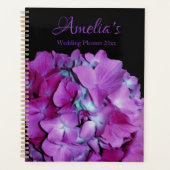 Magenta blauwgroen hydrangeas bloembloembruiloft planner (Voorkant)