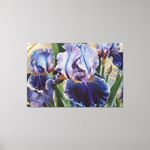 *~* Magenta Blauwgroen IRIS Irissen Bloemen TV2 Canvas Afdruk