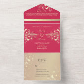 Magenta Bloem All-in-One Trouwuitnodiging All In One Uitnodiging (Binnen)