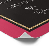 Magenta Bloem Zwart Wit Streep Trouw Favor Poster (Hoek)