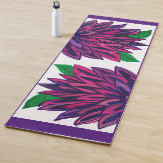 Magenta bloemen yoga mat