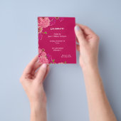 Magenta bloemenuitnodiging flyer (Hand)