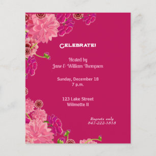 Magenta bloemenuitnodiging flyer