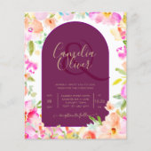 Magenta Bloemige Bruiloft Flyer (Voorkant)