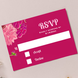 Magenta bloemkaart RSVP kaartje