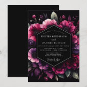 Magenta Bloom Nocturne Wedding Kaart (Voorkant / Achterkant)