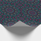 Magenta Blue Blauwgroen Gothic Glas in lood Mandal Cadeaupapier (Hoek)