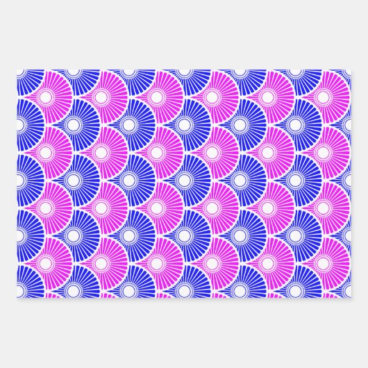 Magenta Blue Semi Circle Wave Pattern Inpakpapier Vel (Voorkant 3)