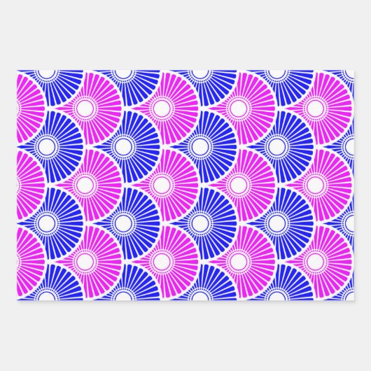 Magenta Blue Semi Circle Wave Pattern Inpakpapier Vel (Voorkant 2)