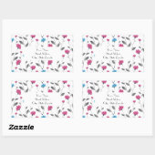 Magenta Blue Waterverf Daisy Pattern-labels Rechthoekige Sticker (Vel)