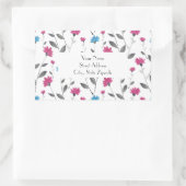 Magenta Blue Waterverf Daisy Pattern-labels Rechthoekige Sticker (Tas)