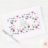 Magenta Blue Waterverf Daisy Pattern-labels Rechthoekige Sticker (Envelop)
