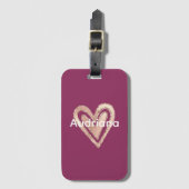 Magenta Blush Pink Heart Bagagelabel (Voorkant (verticaal))