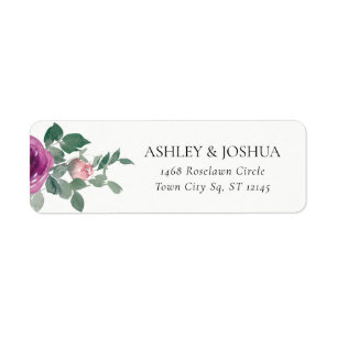 Magenta Blush Roze Bloem Ivory Trouwadres Etiket