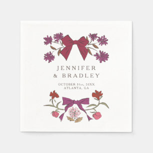 Magenta Boho linten en bloemen bruiloft Servet