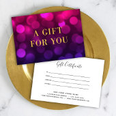 Magenta Bokeh Lights Faux Gold Cadeft Certificate