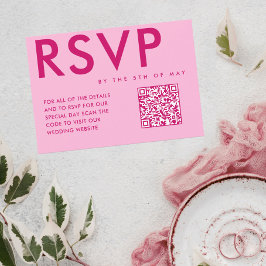 Magenta Bold en Modern RSVP Behuizing Kaart