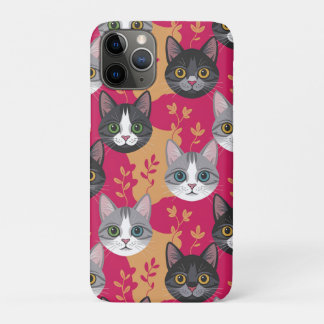 Magenta & Botanische Blad Kitty iPhone 11 Pro Hoesje