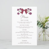 Magenta Bows Flower Wedding Dinner Menu (Staand voorkant)
