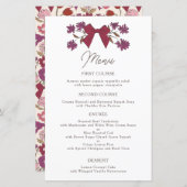 Magenta Bows Flower Wedding Dinner Menu (Voorkant / Achterkant)