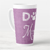 Magenta Burlap Chien Maman Latte Mug (Angle gauche)