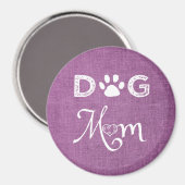 Magenta Burlap Chien Maman Magnet (Recto/Verso)