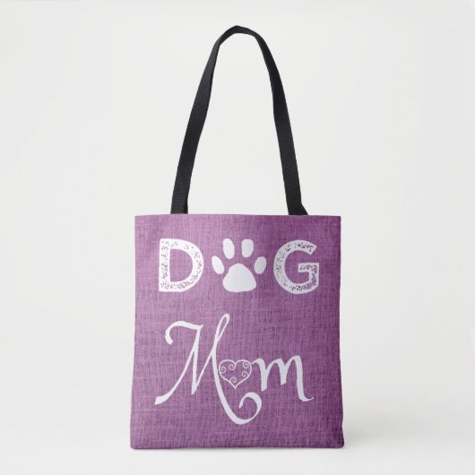 Magenta Burlap Chien Maman Sac fourre-tout (Devant)