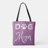 Magenta Burlap Chien Maman Sac fourre-tout (Dos)