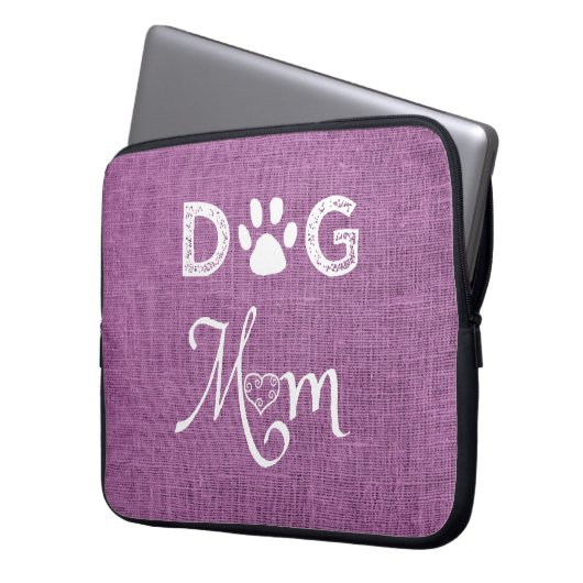 Magenta Burlap Dog-laptophoes Laptop Sleeve (Voorkant Links)