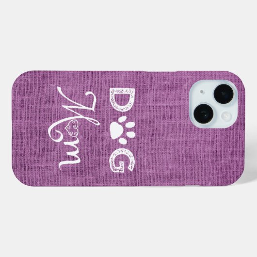 Magenta Burlap Dog Mam iPhone Case (Achterkant (horizontaal))