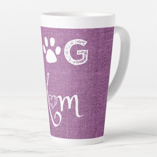 Magenta Burlap Dog mam Latte Mok (Rechterhoek)